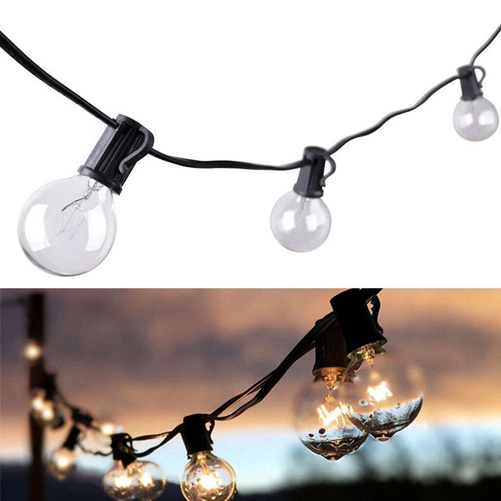 25 50FT Outdoor Festoon Globe String Fairy Lights G40 Bulbs Garden Wedding Home