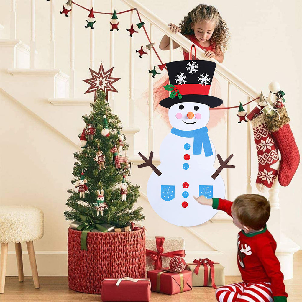 Felt Christmas Snowman Set DIY Felt Christmas Hanging Decorations Kits With 54Pcs Detac…