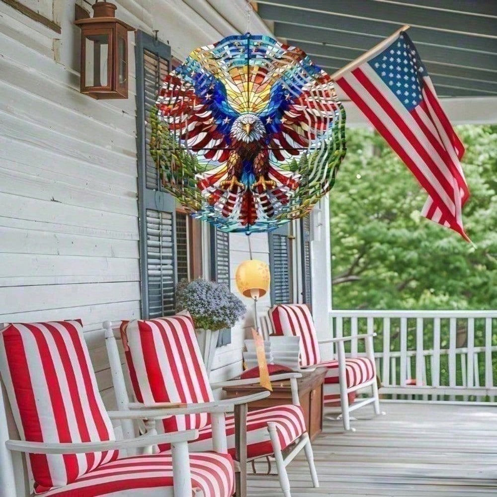 3D American Flag Wind Spinner - Patriotic Eagle Spinner