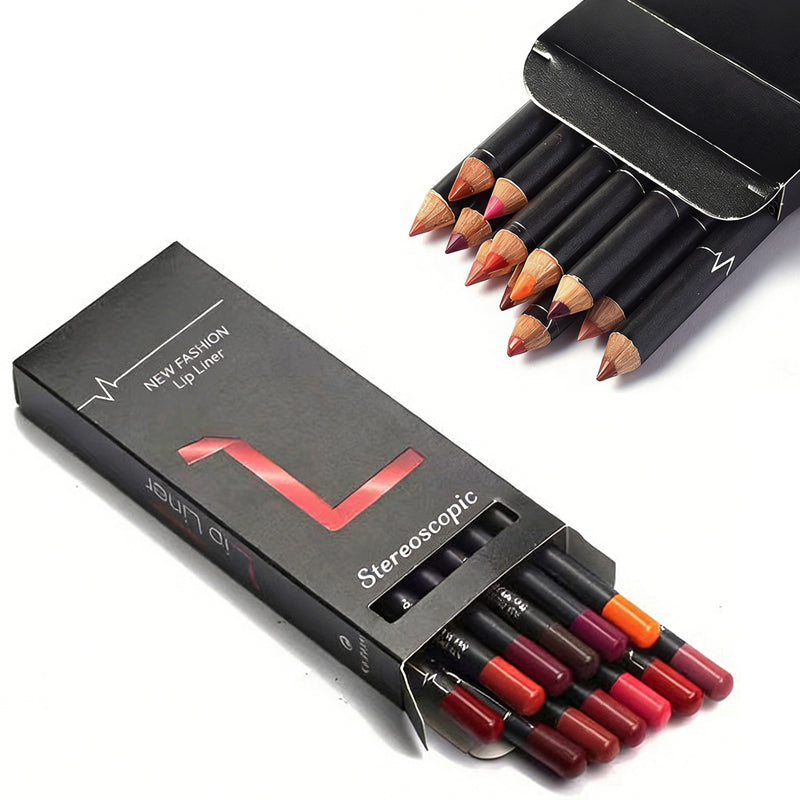 12 Color Lip Liner Pencil Set, High Pigmented Natural Lip Makeup Vegan Soft Pencils Lon…