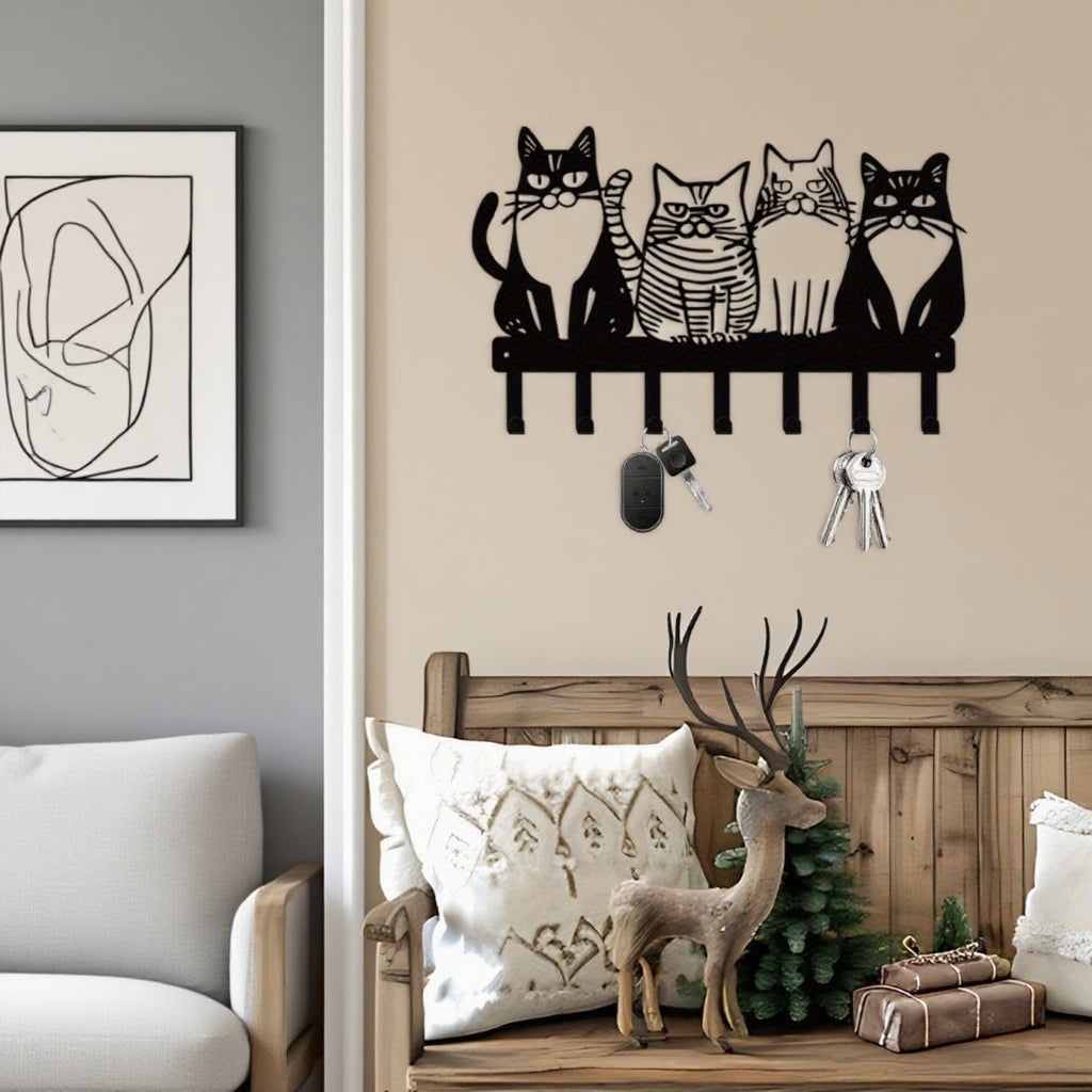 Adorable Cat Wall Hooks Set - Cute & Practical Kitty Decor For Farmhouse