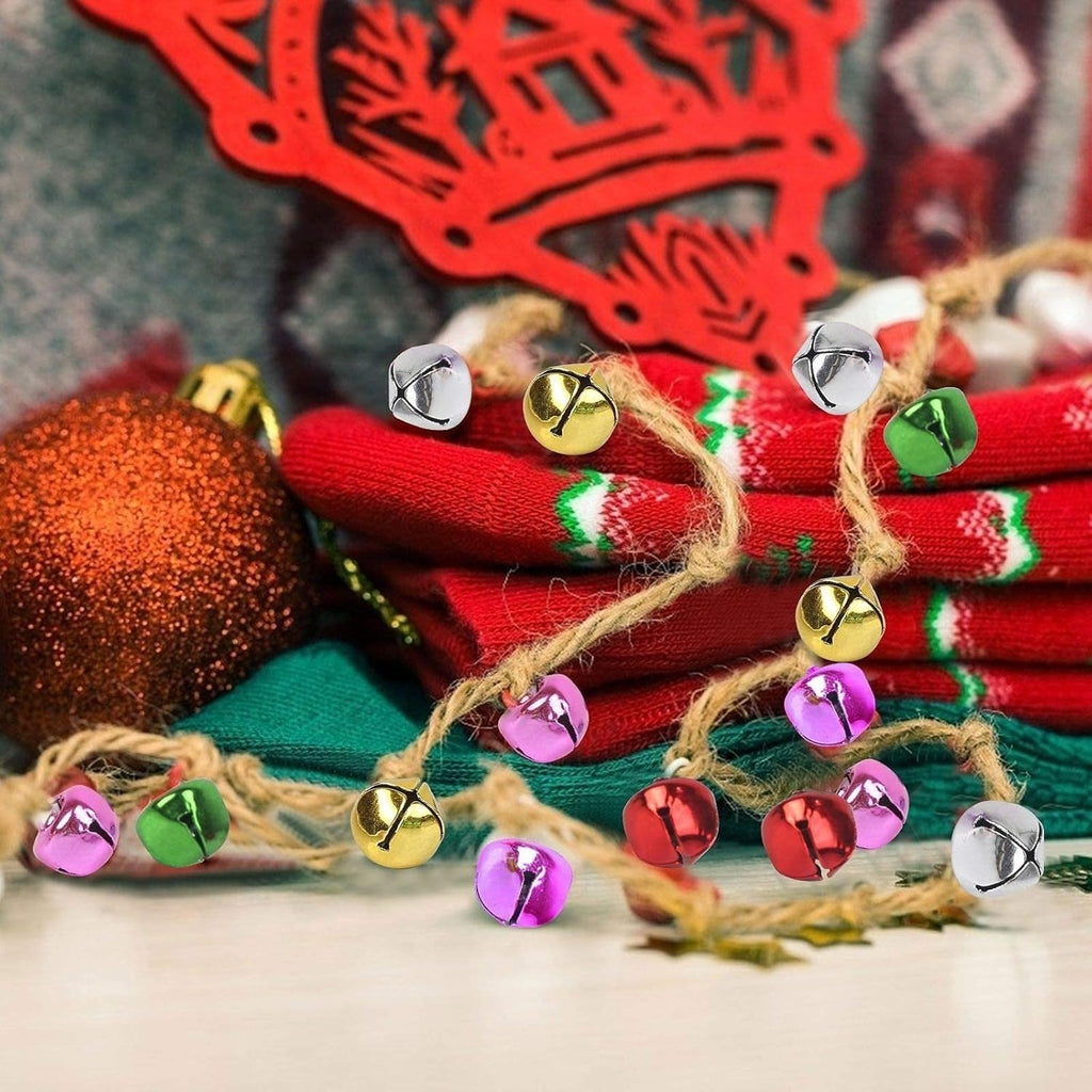 150 Small Bells For Crafts, Christmas Bells, Jingle Bells, Small Metal Bells With Red B…