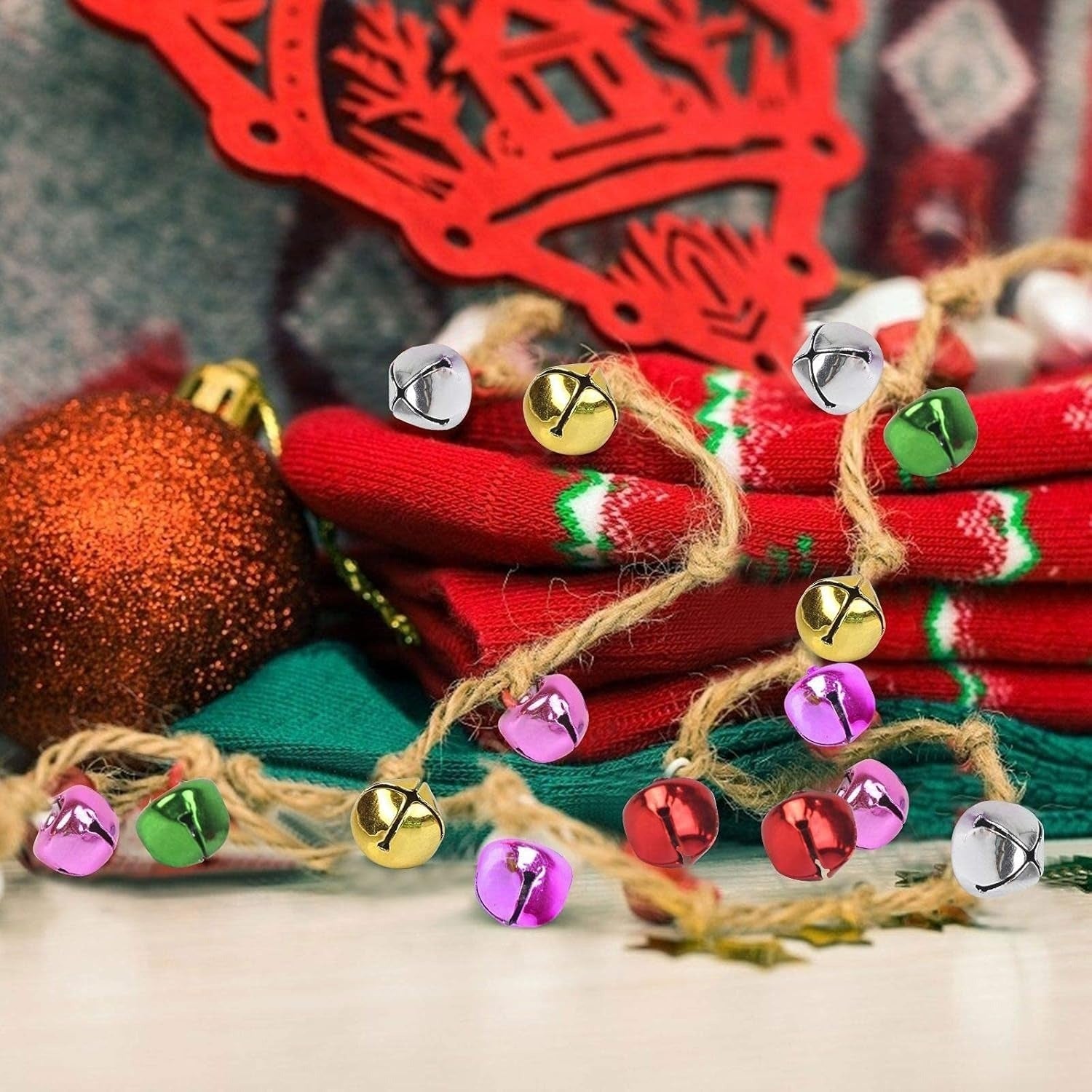 150 Small Bells For Crafts, Christmas Bells, Jingle Bells, Small Metal Bells With Red B…