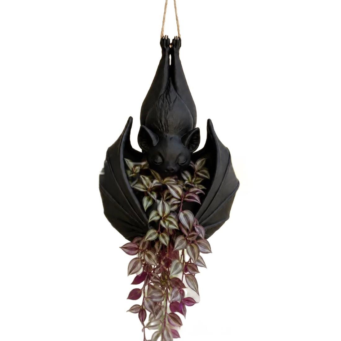 Halloween Hanging Bat Flower Pot Garden Decoration
