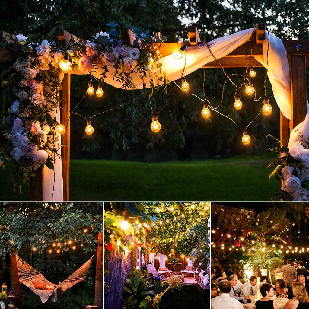 25 50FT Outdoor Festoon Globe String Fairy Lights G40 Bulbs Garden Wedding Home