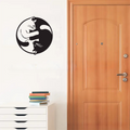 Metal Yin Yang Cat Wall Art Sculpture, Handmade Indoor
