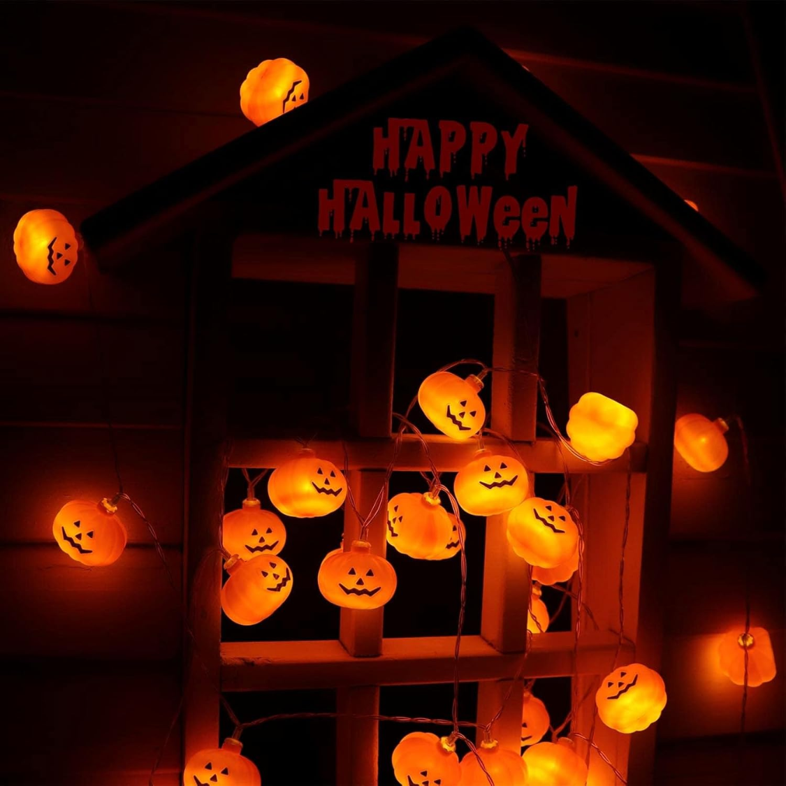 Decorations Pumpkin String Lights 20 LED 10 FT 3D Cute Waterproof