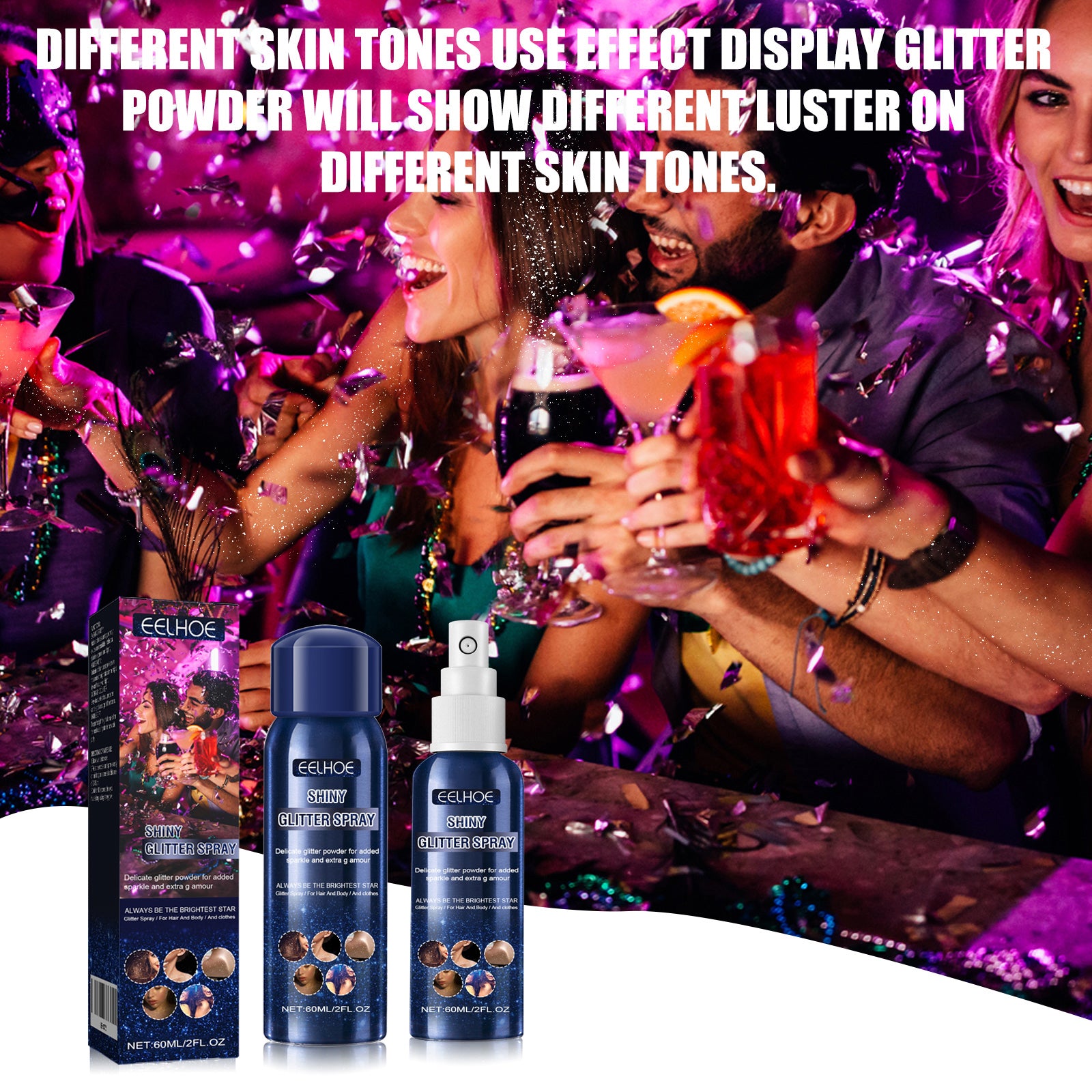 Shiny Glitter Spray, Body Hair Clothes Highlight Shimmer Spray For Halloween Club Party…