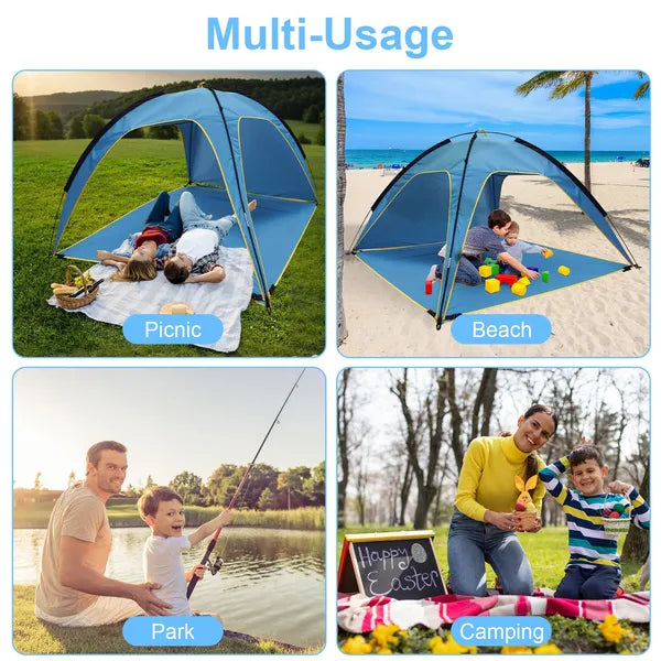 Beach Tent Sun Shelter UPF50 Add UV Protection, 6.9x6.9ft Beach Canopy Tent For 4-6 Adu…